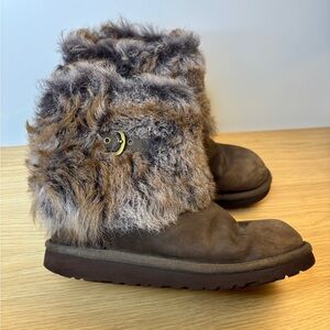 UGG Elle Chocolate Leather Toscana Lined Cuff Boots Woman’s 5 (fits size 6)